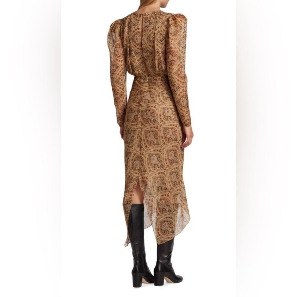 Ronny Kobo
Astrid Paisley Ruched Silk Midi Dress Elegant Paisley Print Dress